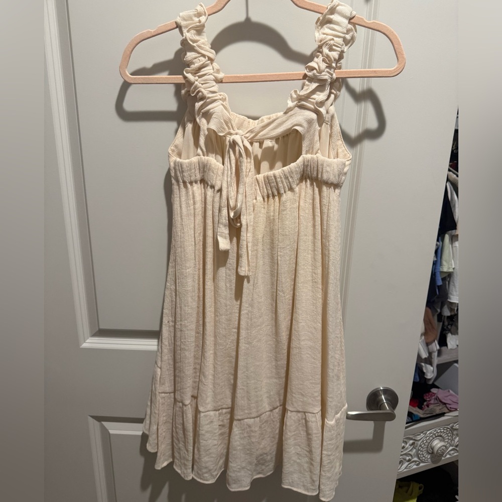 Blu Pepper Cream Ruffle Strap Dress